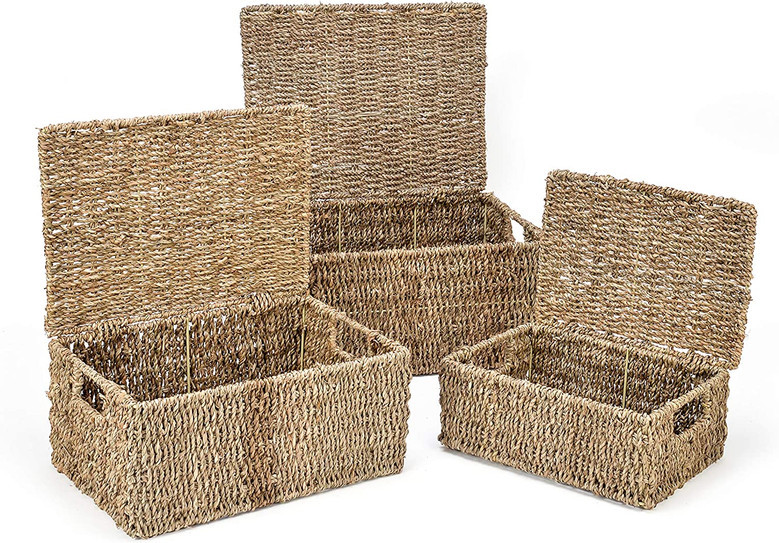 Rectangular Large Seagrass Wicker Storage Baskets