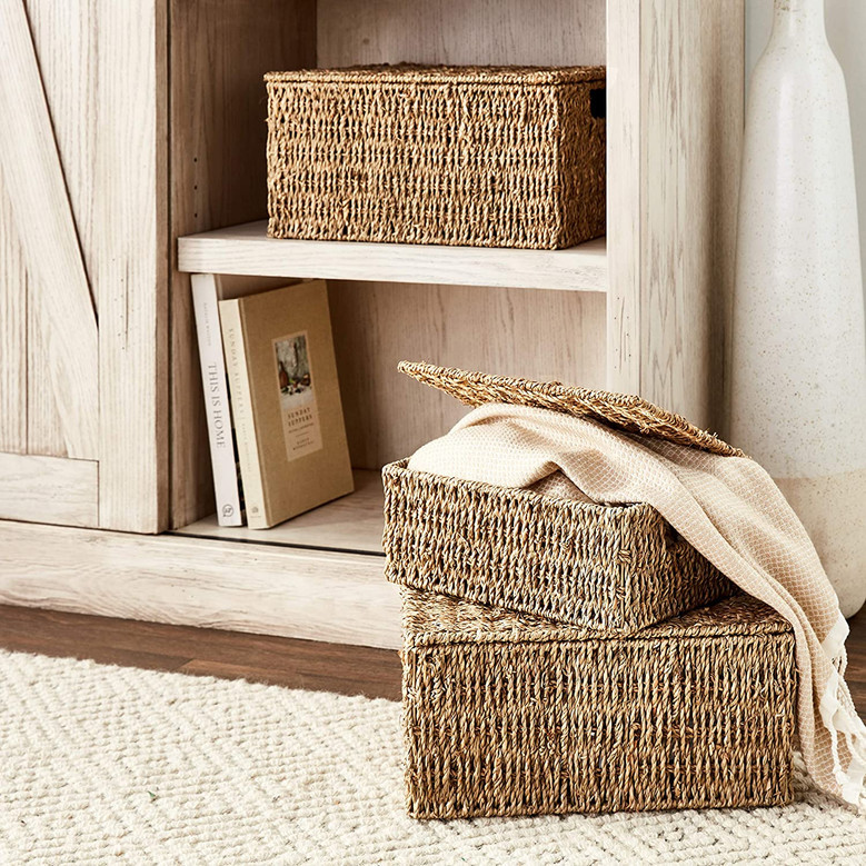 Rectangular Large Seagrass Wicker Storage Baskets