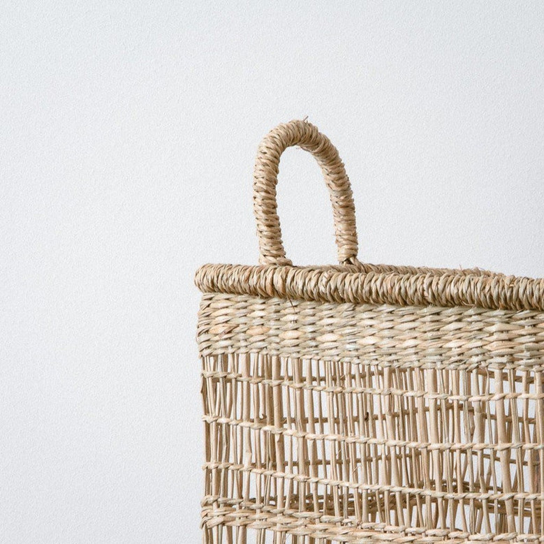 Rectangular Seagrass Storage Basket with Convenient Handles