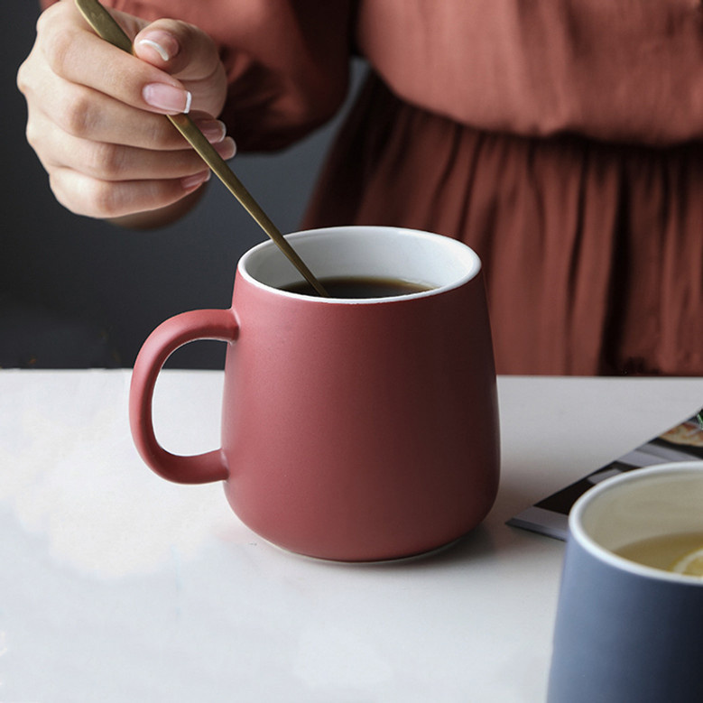 Red Ceramic Coffee Mugs - Nordic Style 13oz Handmade Cup