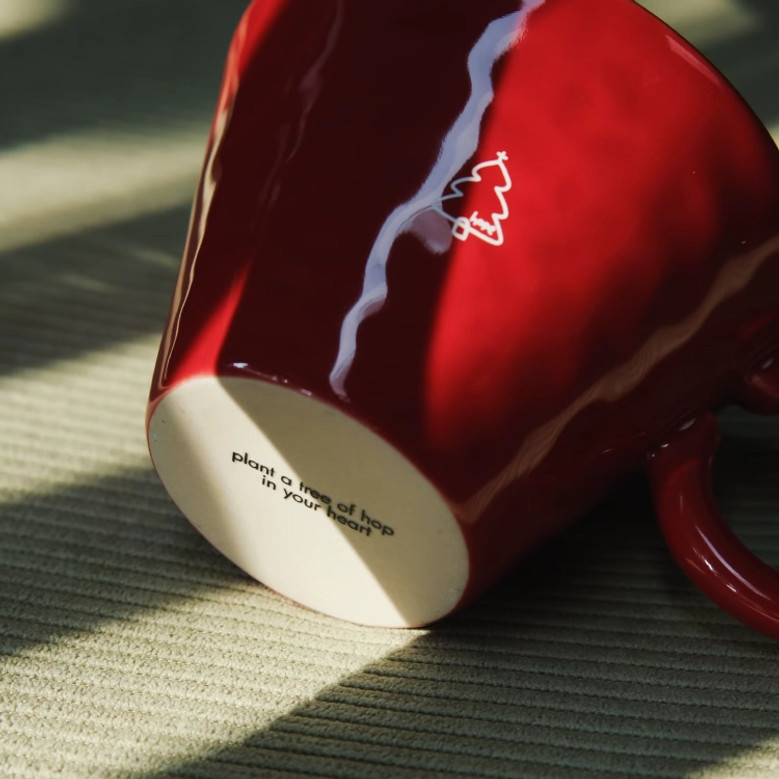 Red Ceramic Coffee Mugs Set – Handmade Festive Christmas Gift