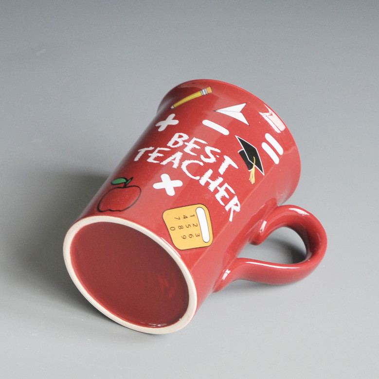 Red Glazed Porcelain Teacher Mugs - Perfect Coffee & Milk Gift