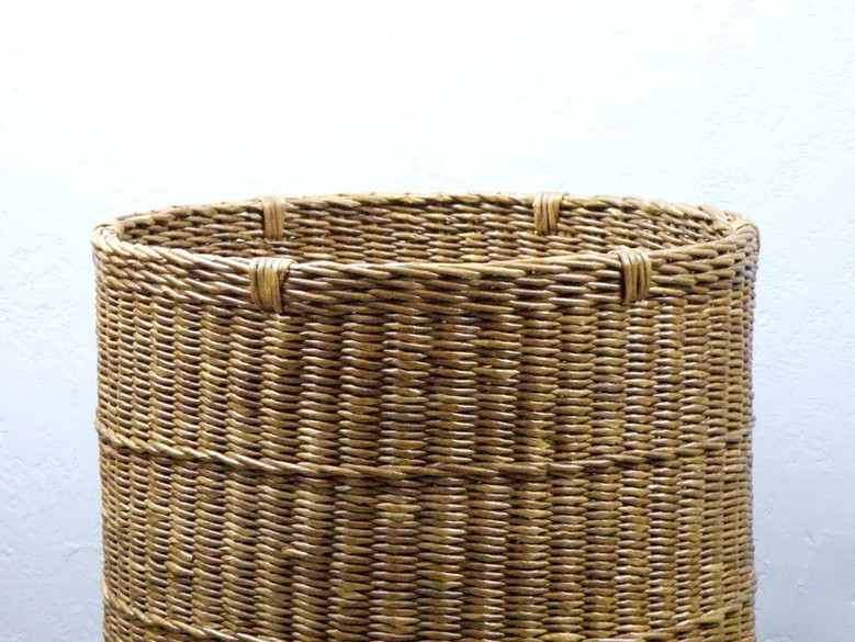 Round Brown Wicker Storage Basket for Indoor Plants