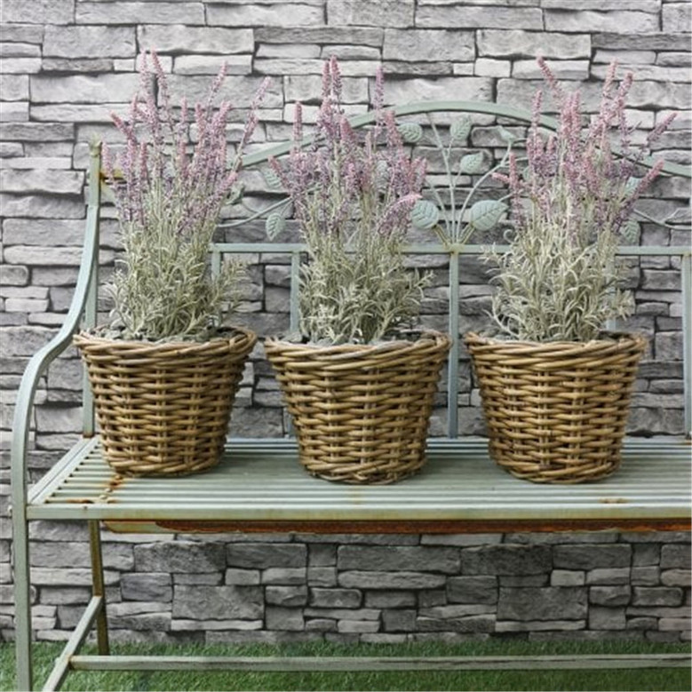 Round Wicker Plant Basket Set for Garden