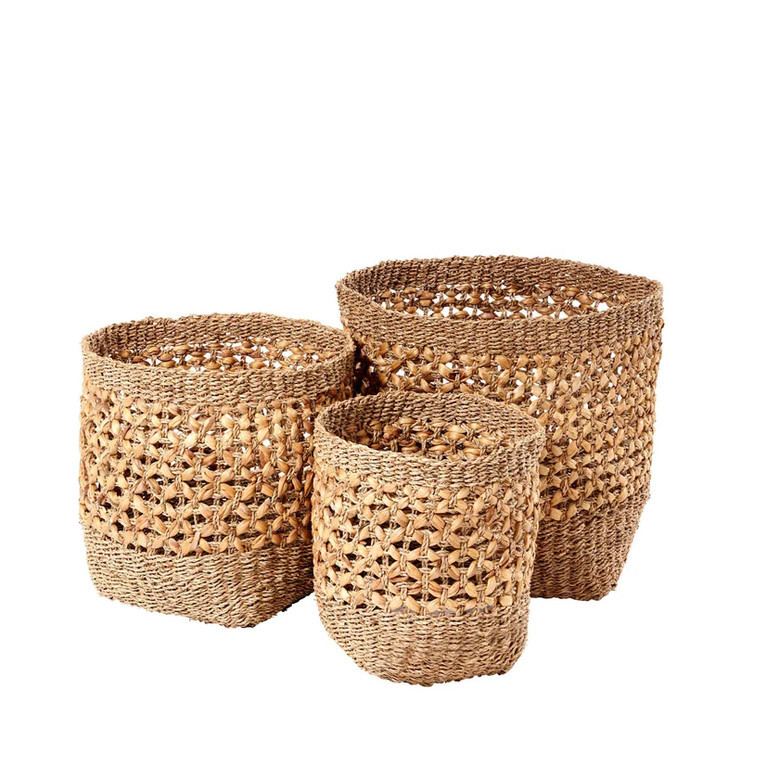 Seagrass & Water Hyacinth Storage Basket Set of 3