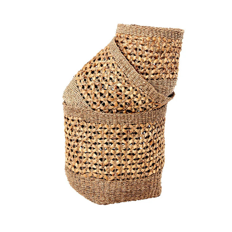 Seagrass & Water Hyacinth Storage Basket Set of 3