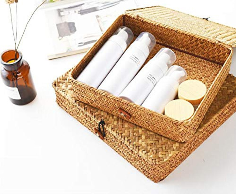 Seagrass Wicker Shelf Baskets for Laundry & Organization