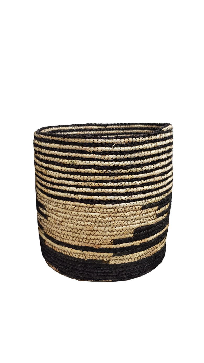 Set of 3 Decorative Seagrass and Corn Husk Woven Baskets