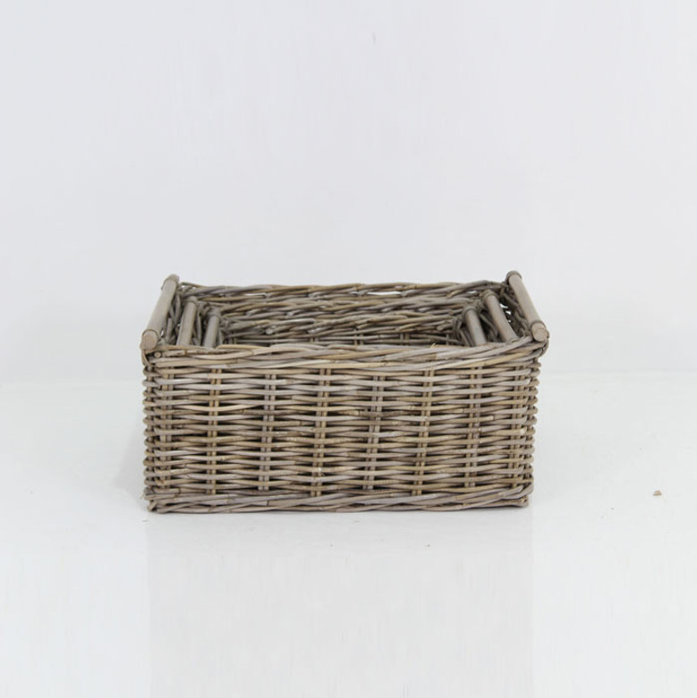 Set of 3 Rustic Wicker Baskets for Farmhouse Decor