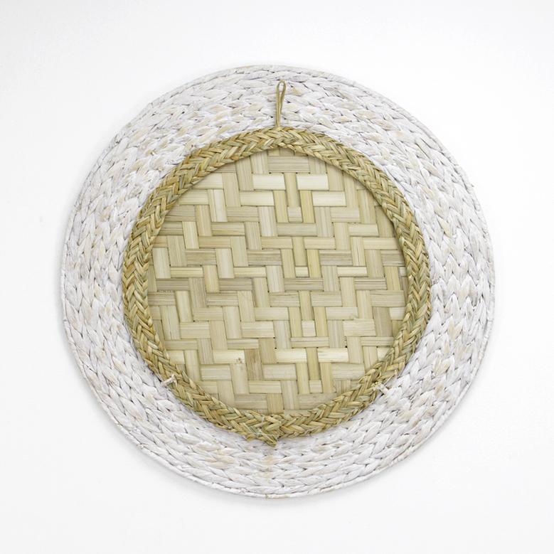 Shop Elegant Round Water Hyacinth Wall Mirror