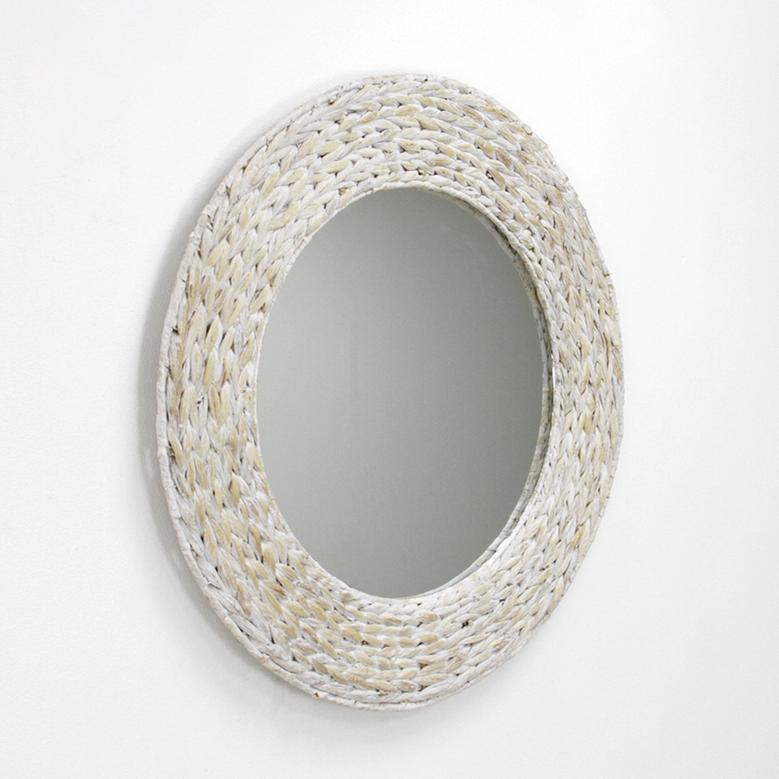 Shop Elegant Round Water Hyacinth Wall Mirror