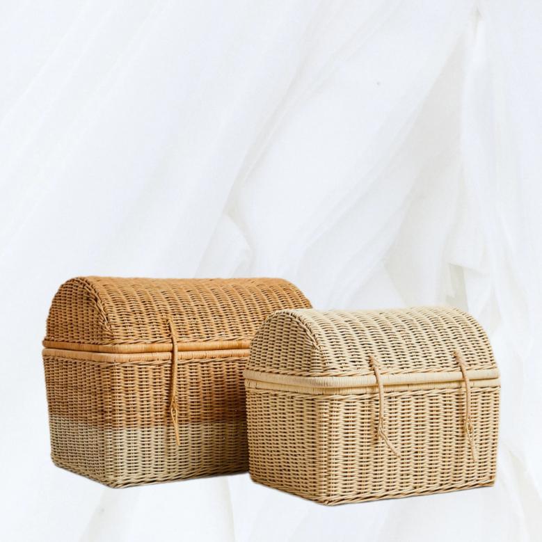 Small Rattan Storage Basket with Lid