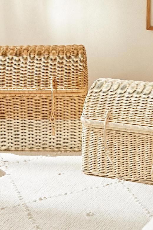 Small Rattan Storage Basket with Lid