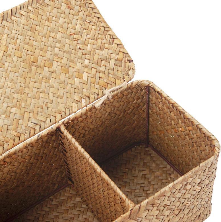 Small Seagrass Storage Basket with Lid for Snacks and Toys