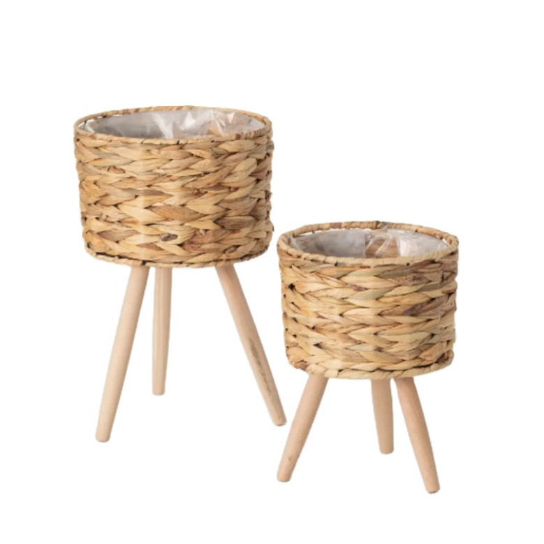 Straw Flower Pot Stand with PP Bag for Home Decor