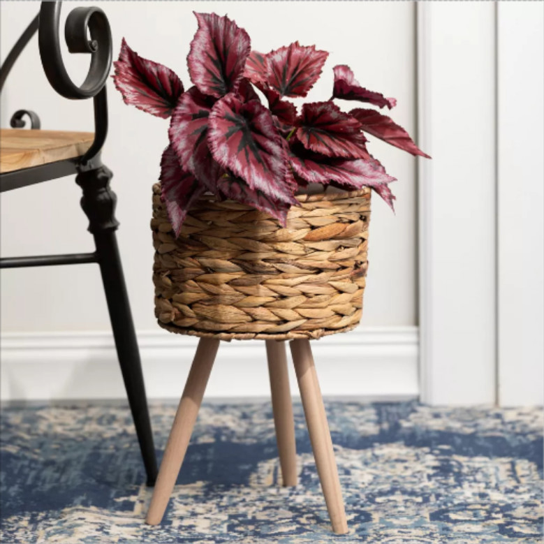 Straw Flower Pot Stand with PP Bag for Home Decor