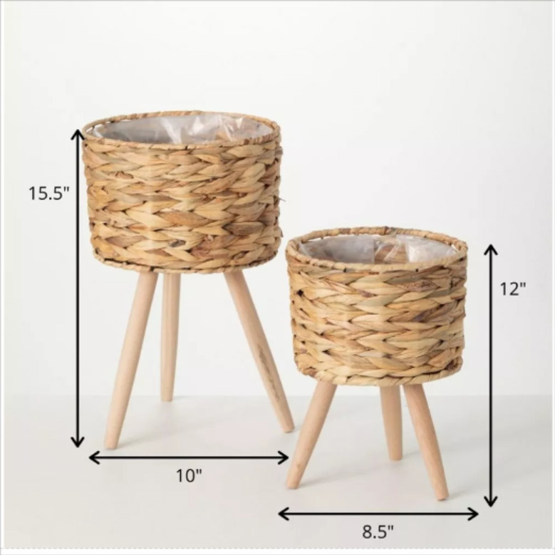 Straw Flower Pot Stand with PP Bag for Home Decor