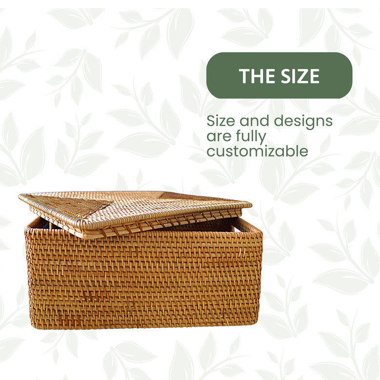 Stylish Rattan Rectangle Basket for Storage and Picnic