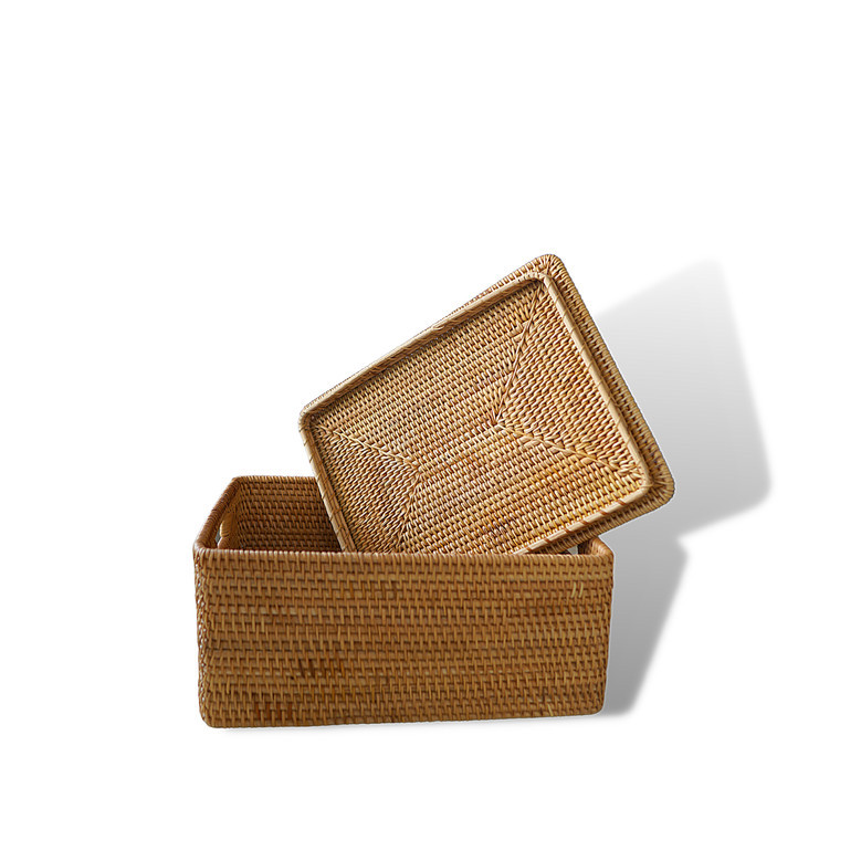 Stylish Rattan Rectangle Basket for Storage and Picnic