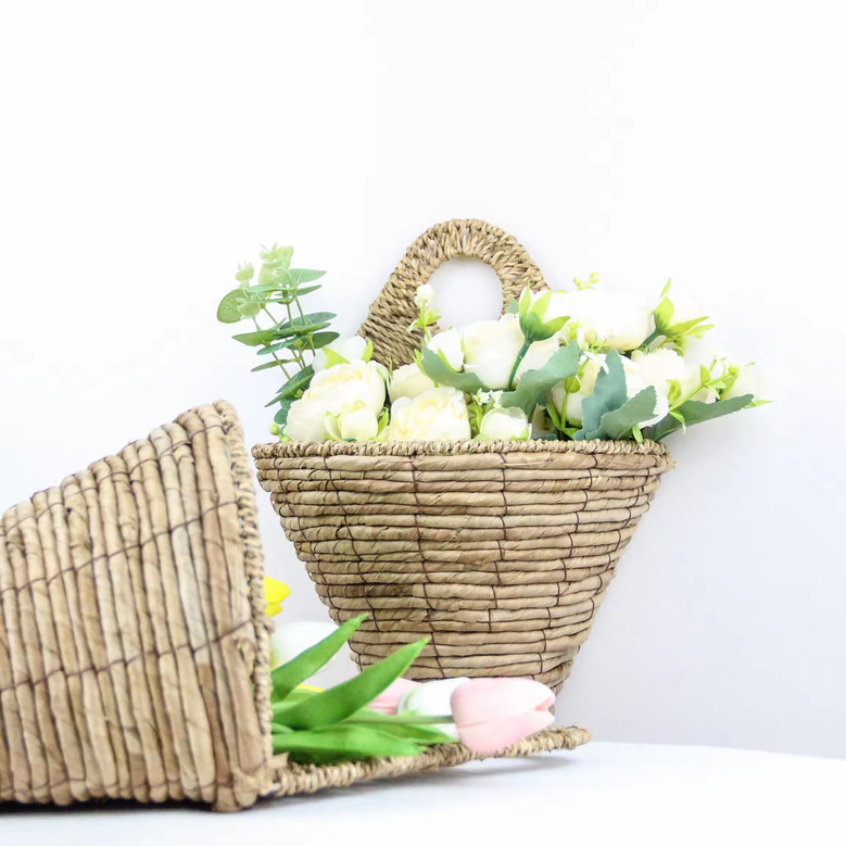 Sunflower Lavender Daisy Hanging Wicker Basket