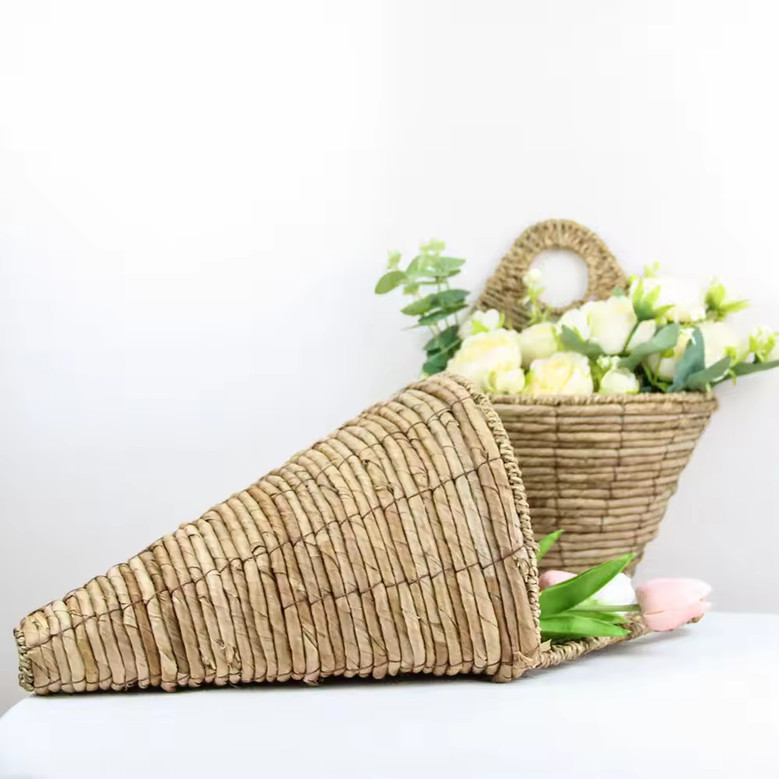 Sunflower Lavender Daisy Hanging Wicker Basket