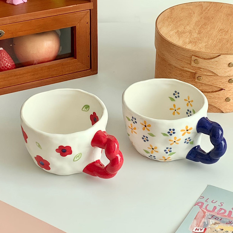 Unique Funky Floral Ceramic Mugs for Women