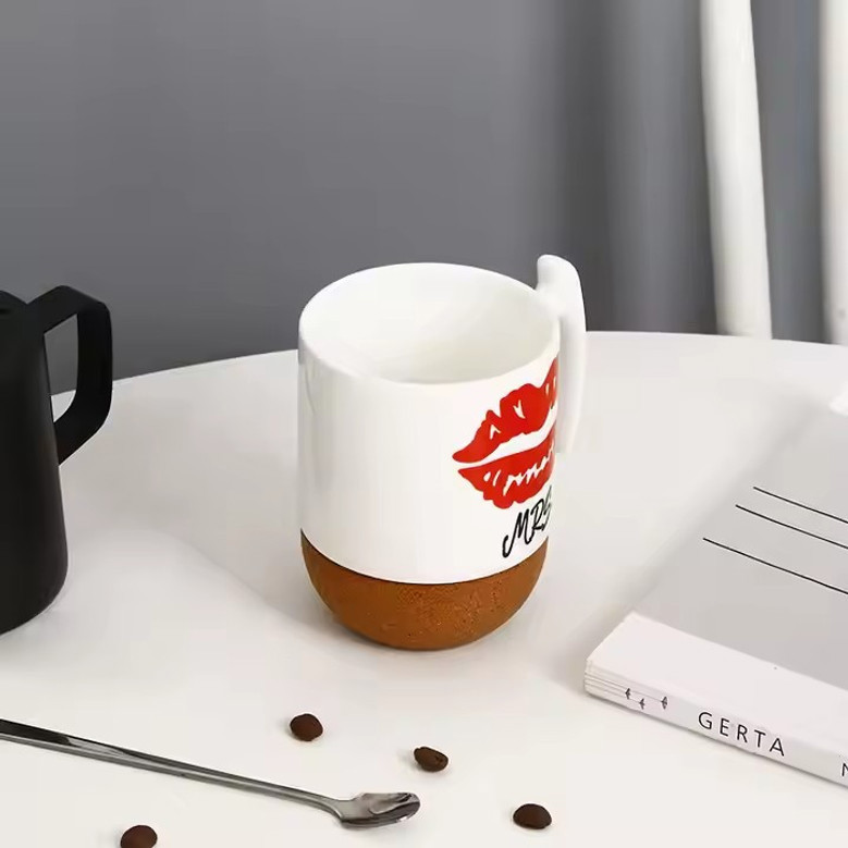 Unique Mustache Coffee Tea Cup with Cork Bottom for Men