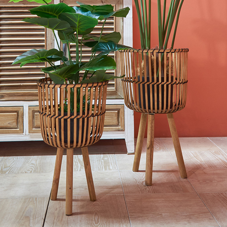 Versatile Bamboo Wood Planter Stand for Plants and Flowers