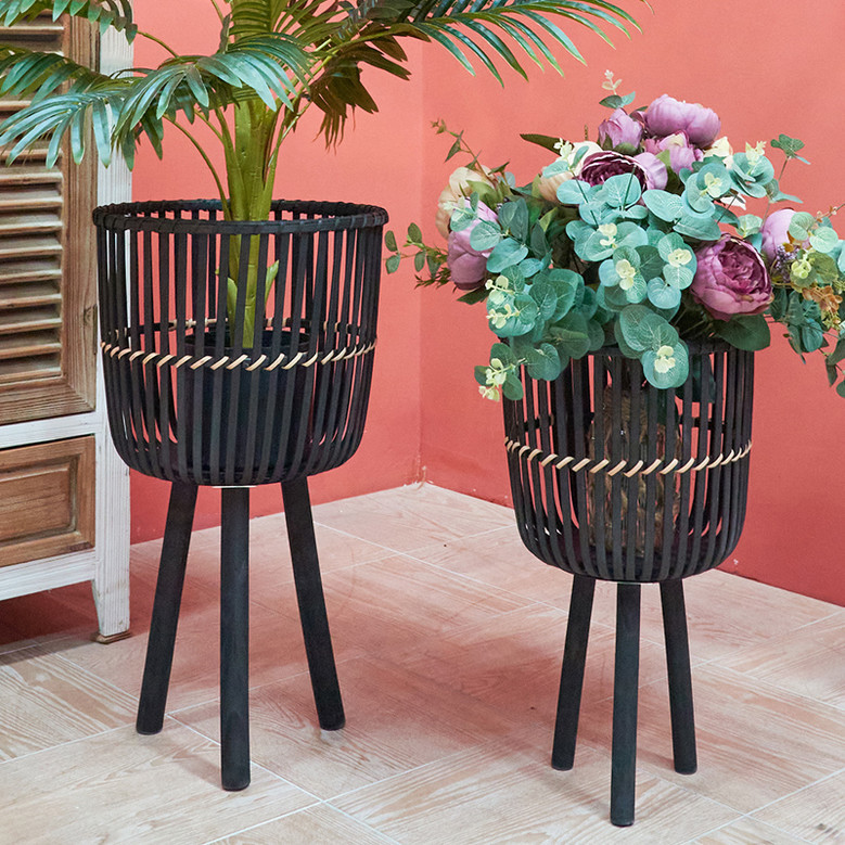 Versatile Bamboo Wood Planter Stand for Plants and Flowers