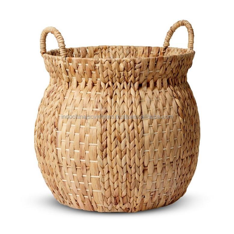 Vintage Water Hyacinth Woven Plant Basket