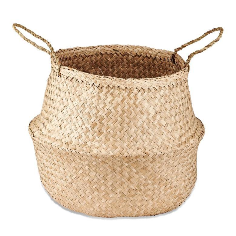 White Rattan Laundry Basket for Clothes Storage