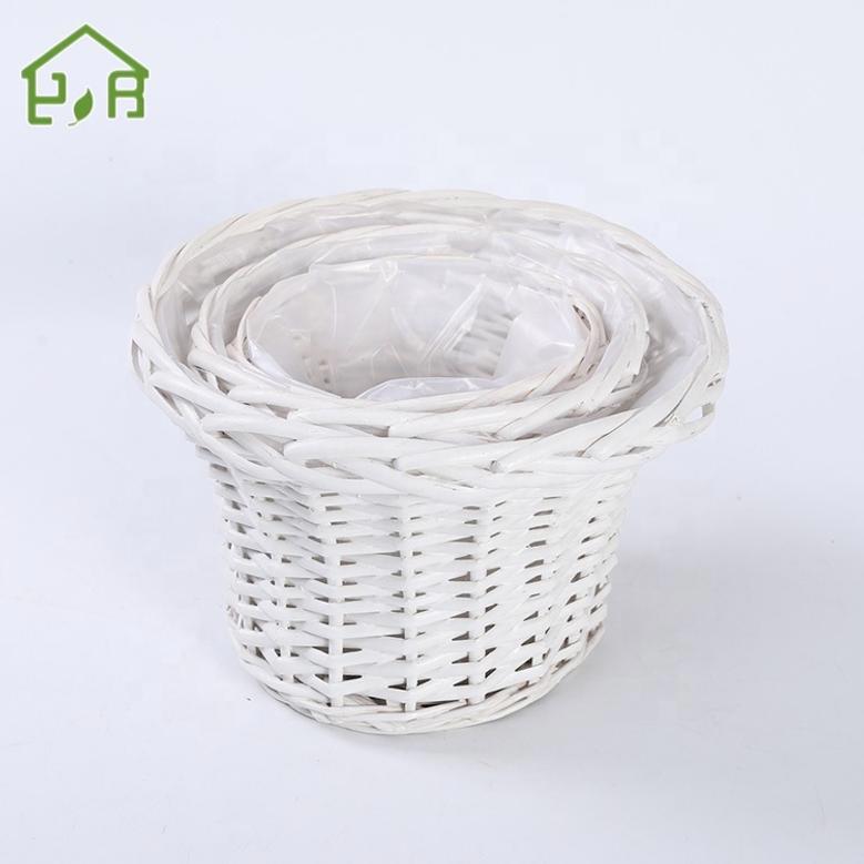 White Wicker Plant Planter Basket for Home Decor