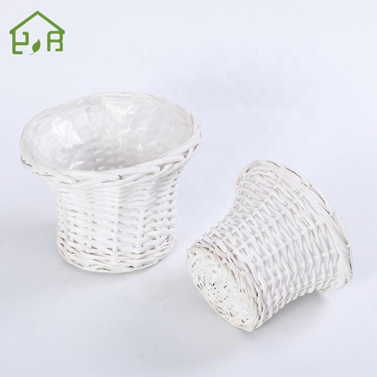 White Wicker Plant Planter Basket for Home Decor