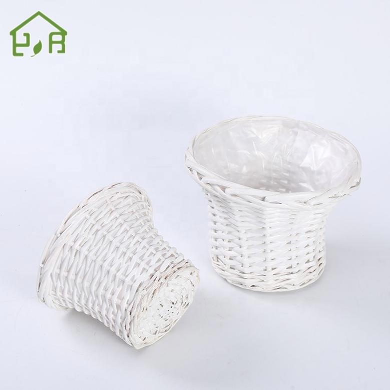 White Wicker Plant Planter Basket for Home Decor