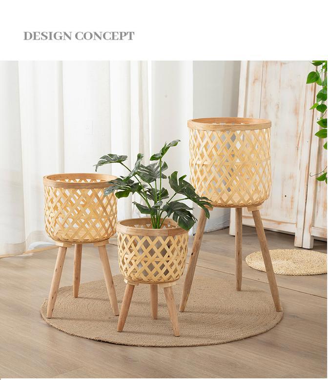 Wholesale Bamboo Weave Rattan Plant Basket Planter