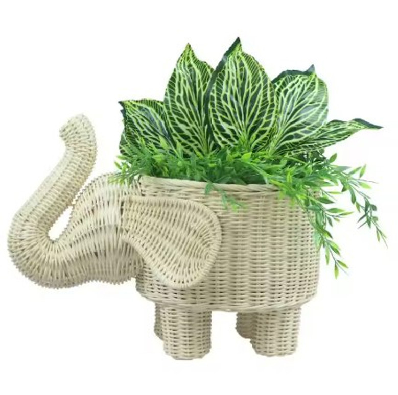 Wicker Elephant Decor Basket for Home