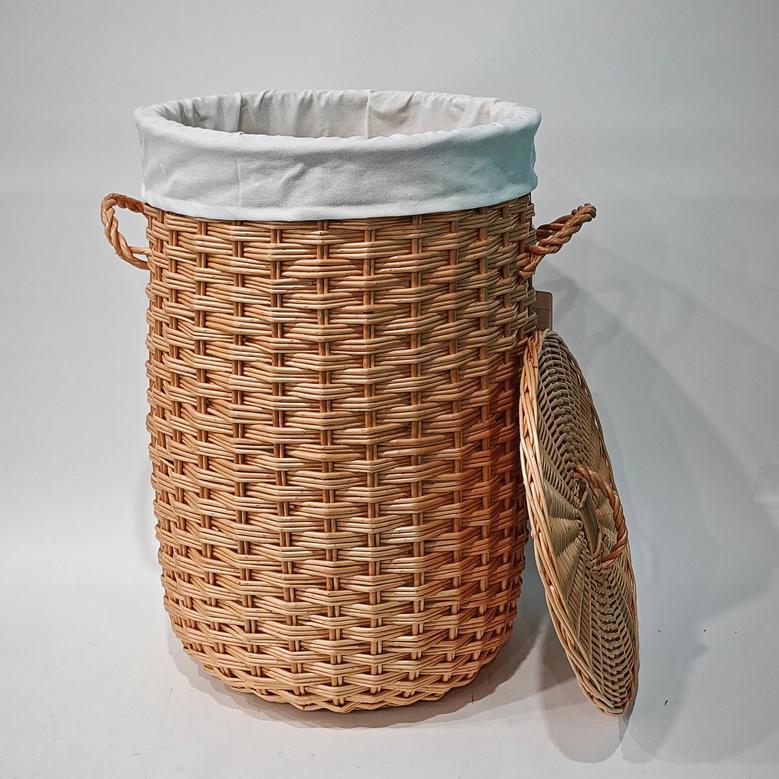 Wicker Laundry Baskets with Lid for Clothes Storage - Water Hyacinth Rattan