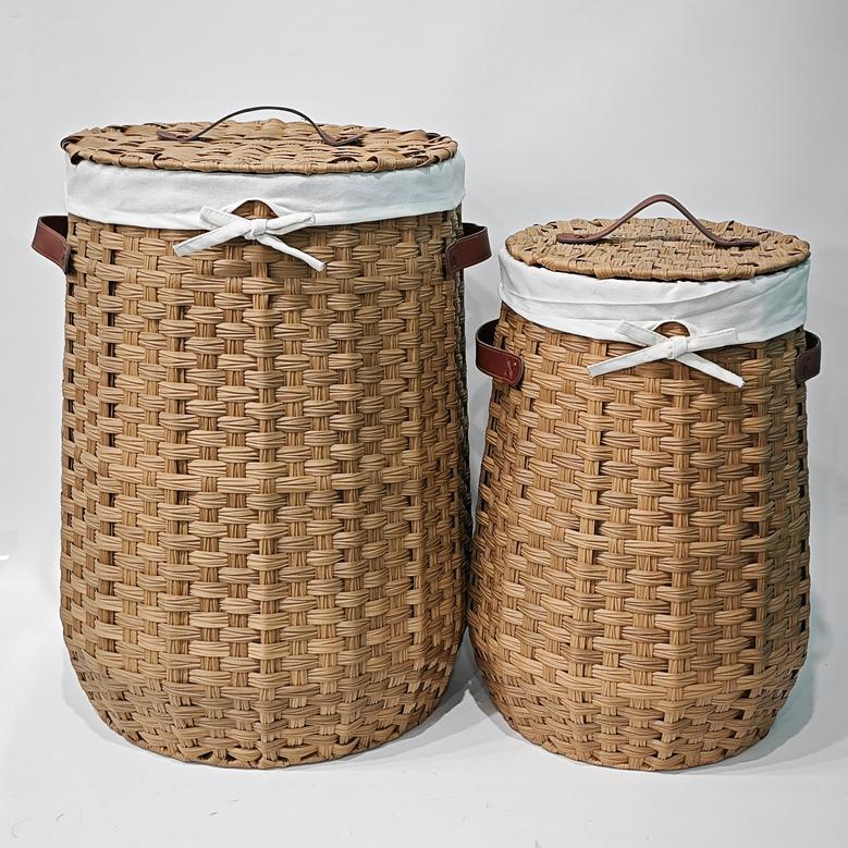 Wicker Laundry Baskets with Lid for Clothes Storage - Water Hyacinth Rattan