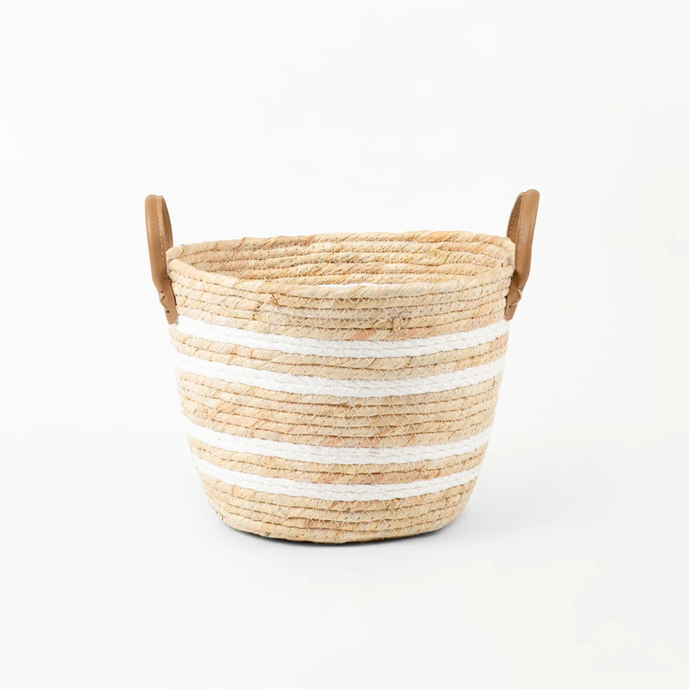 Wooden Seagrass Woven Baskets for Home Decoration