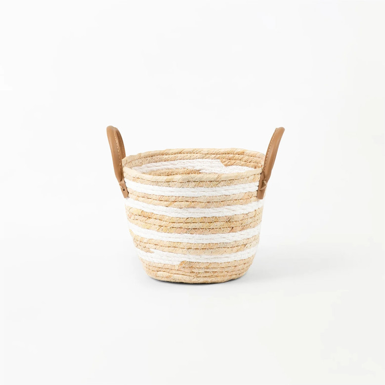 Wooden Seagrass Woven Baskets for Home Decoration