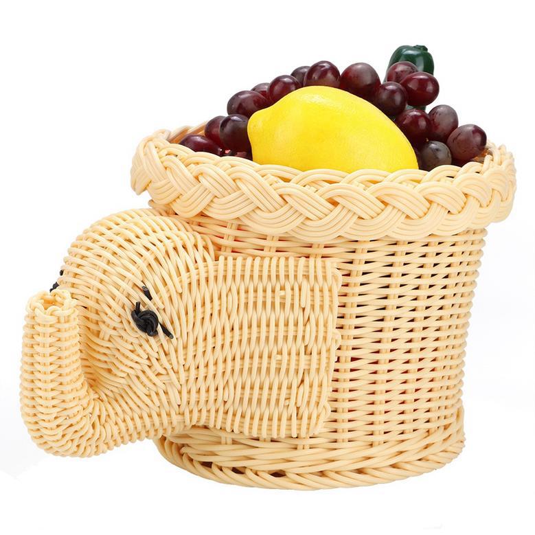 Woven Rattan Elephant Toy Basket for Christmas Gifts