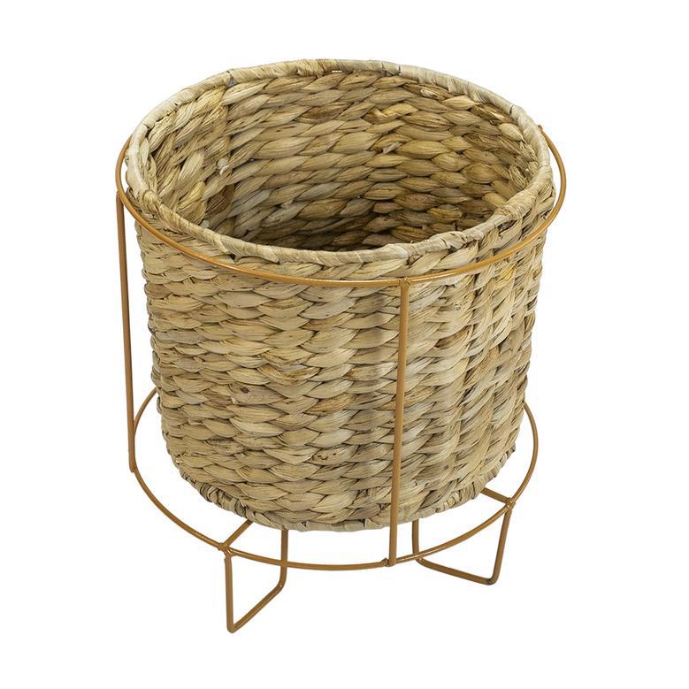 Woven Water Hyacinth Basket with Lid for Home Decoration