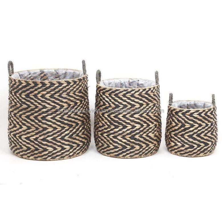 Woven Water Hyacinth Planter Basket Set for Home Decor