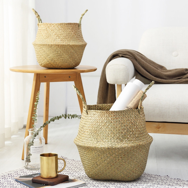 Woven Wicker Belly Basket for Home & Garden Use