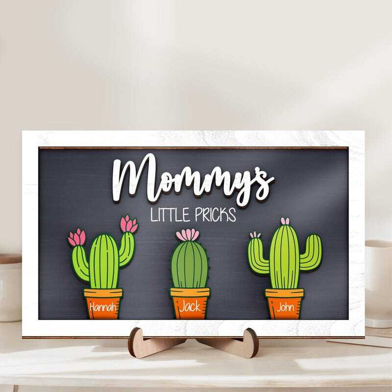 Personalized Mom's Garden Cactus Wood Sign For Mother's Day, Birthday – Humorous Gift For Mom's Special Space