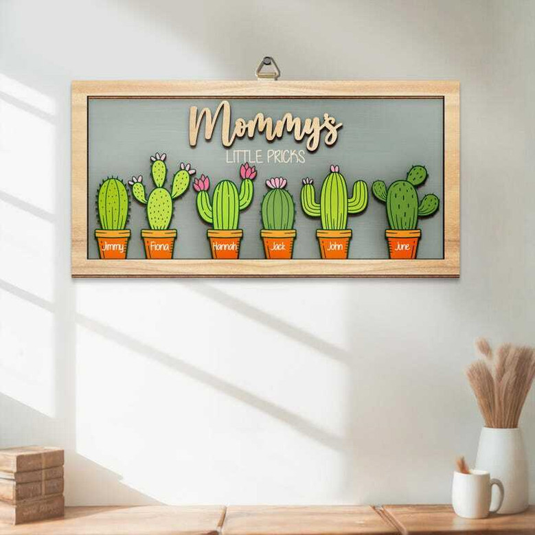 Personalized Mom's Garden Cactus Wood Sign For Mother's Day, Birthday – Humorous Gift For Mom's Special Space