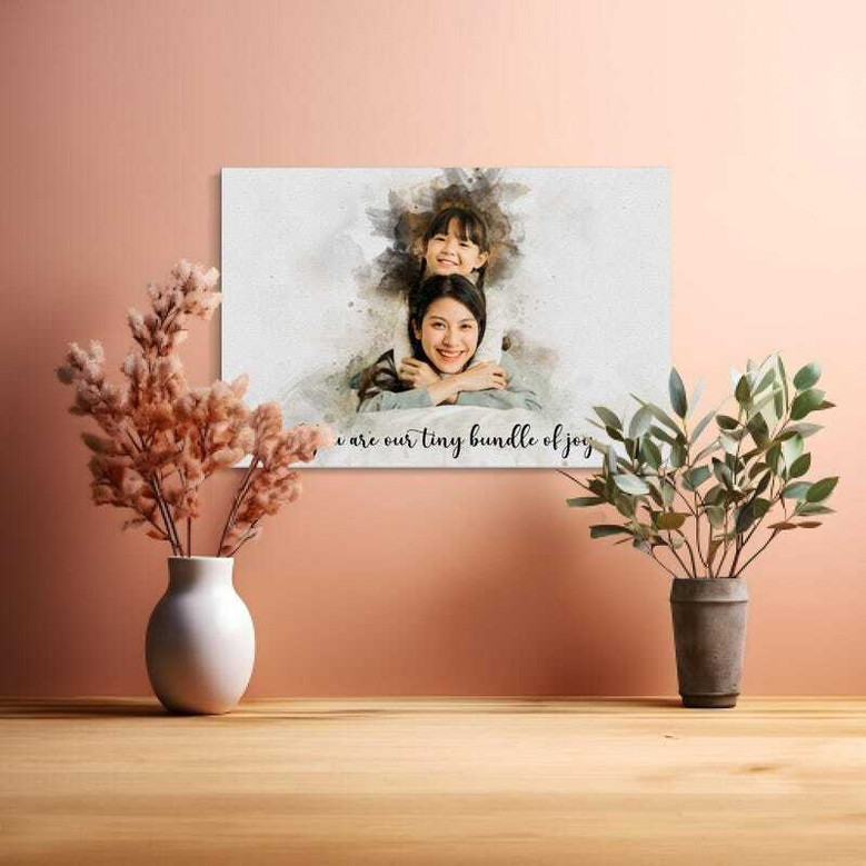 Personalized Mom And Daughter Canvas For Mothers Day Gift - Watercolor Artwork For Mom