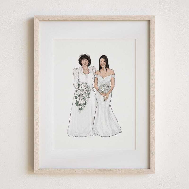 Watercolor Personalized Wedding Canvas For Mom And Daughter - Paintings For Mom