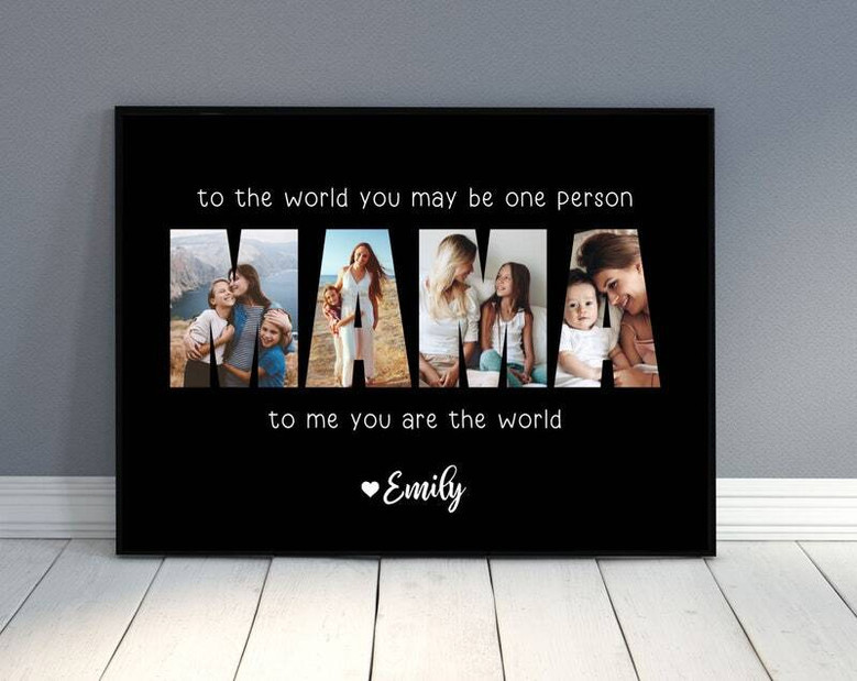 Custom Photo Gifts For Mom - Mommy To The World Photo Collage Canvas For Mother's Day