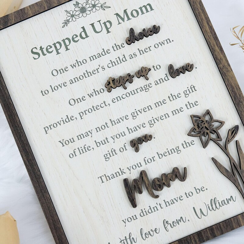 Thoughtful Customized Mother's Day Signs For Stepped Up Mom Or Bonus Moms